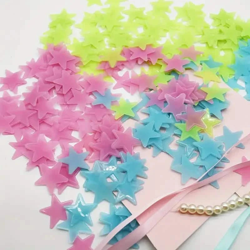 100-Pieces: Luminous Glow in the Dark Star Wall Stickers 6