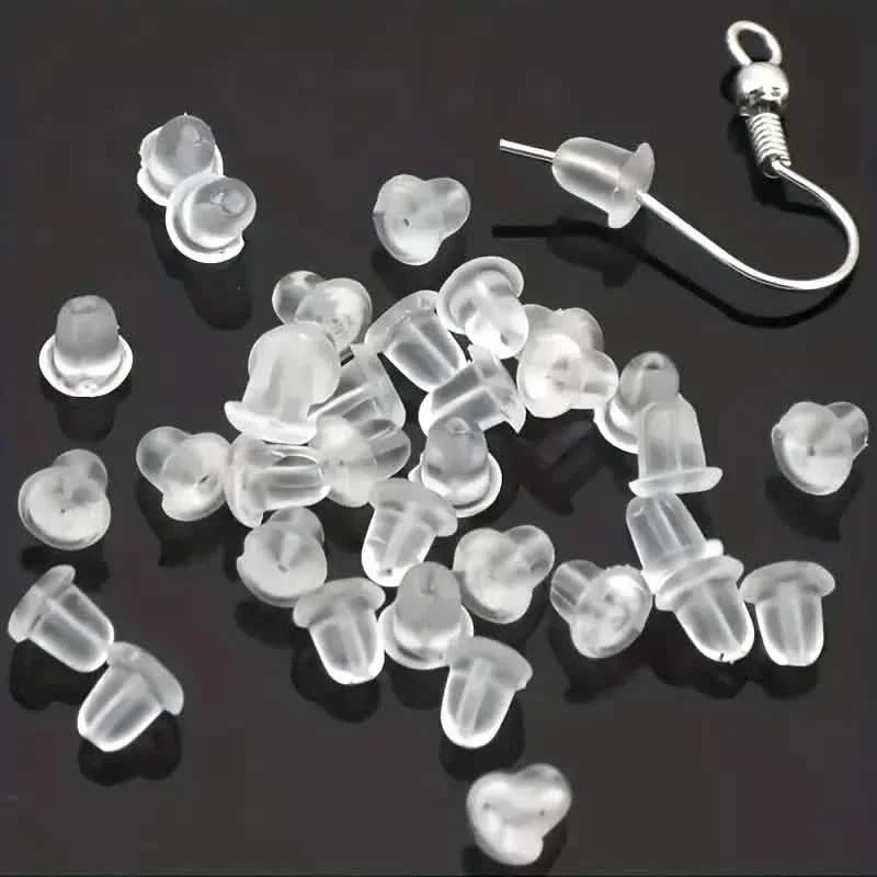 100-Pieces: Transparent Plastic Ear Clog Ear Stud Earring Pin Backs Ear Plug 1