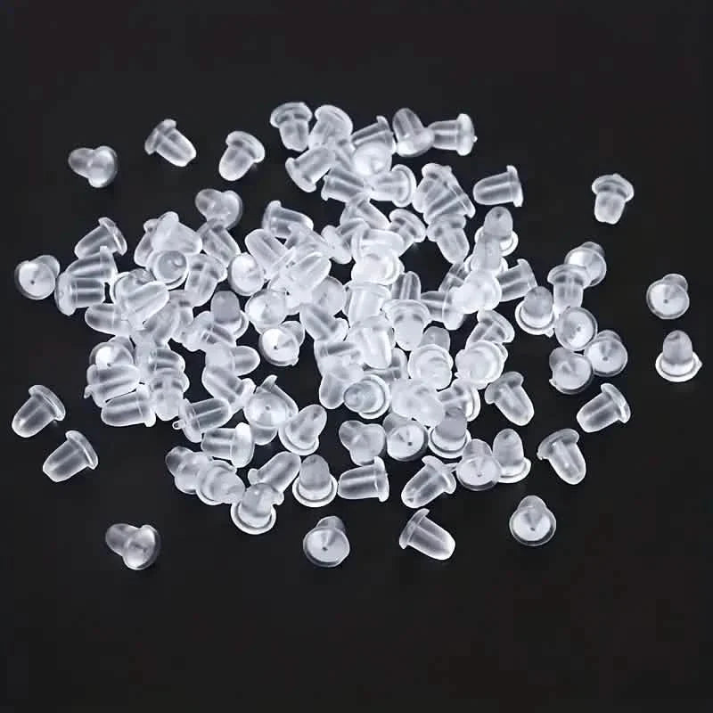 100-Pieces: Transparent Plastic Ear Clog Ear Stud Earring Pin Backs Ear Plug 5