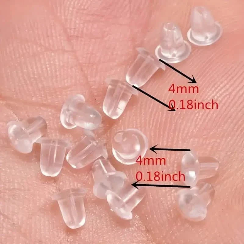 100-Pieces: Transparent Plastic Ear Clog Ear Stud Earring Pin Backs Ear Plug 3