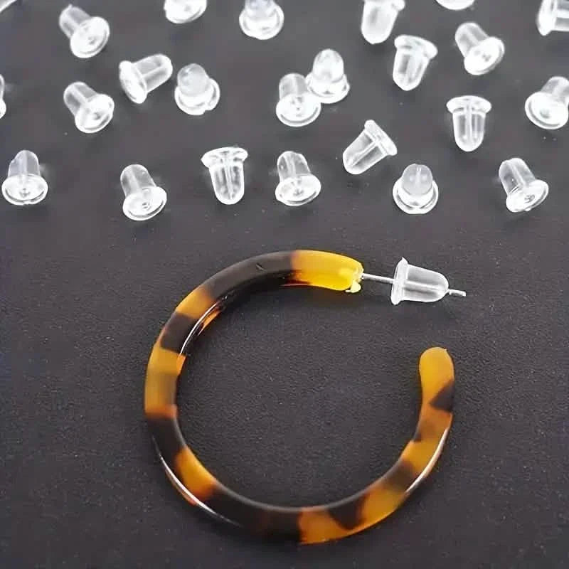 100-Pieces: Transparent Plastic Ear Clog Ear Stud Earring Pin Backs Ear Plug 2