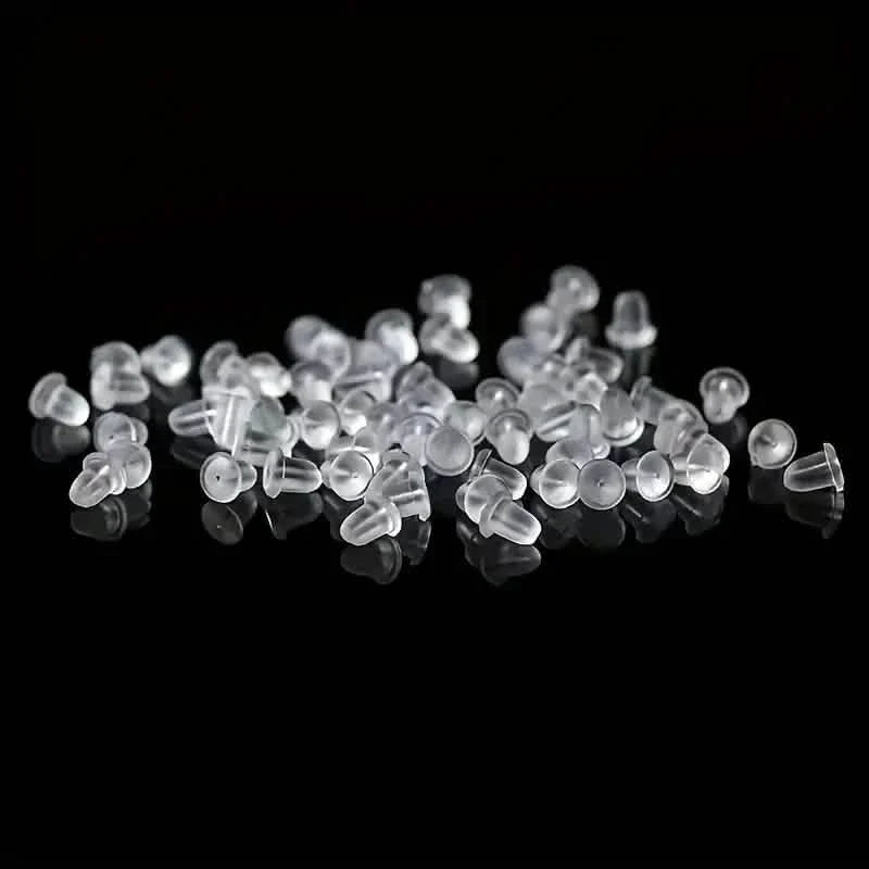 100-Pieces: Transparent Plastic Ear Clog Ear Stud Earring Pin Backs Ear Plug 7