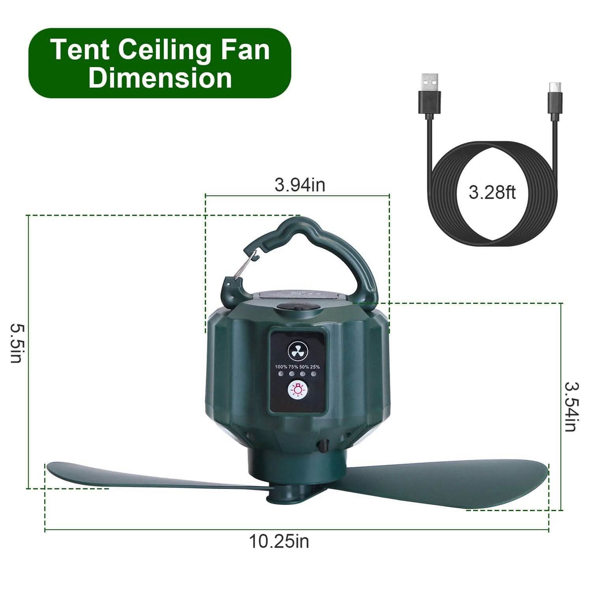 10400mAh USB Battery Powered Hanging Tent Lantern Fan Power Bank 15