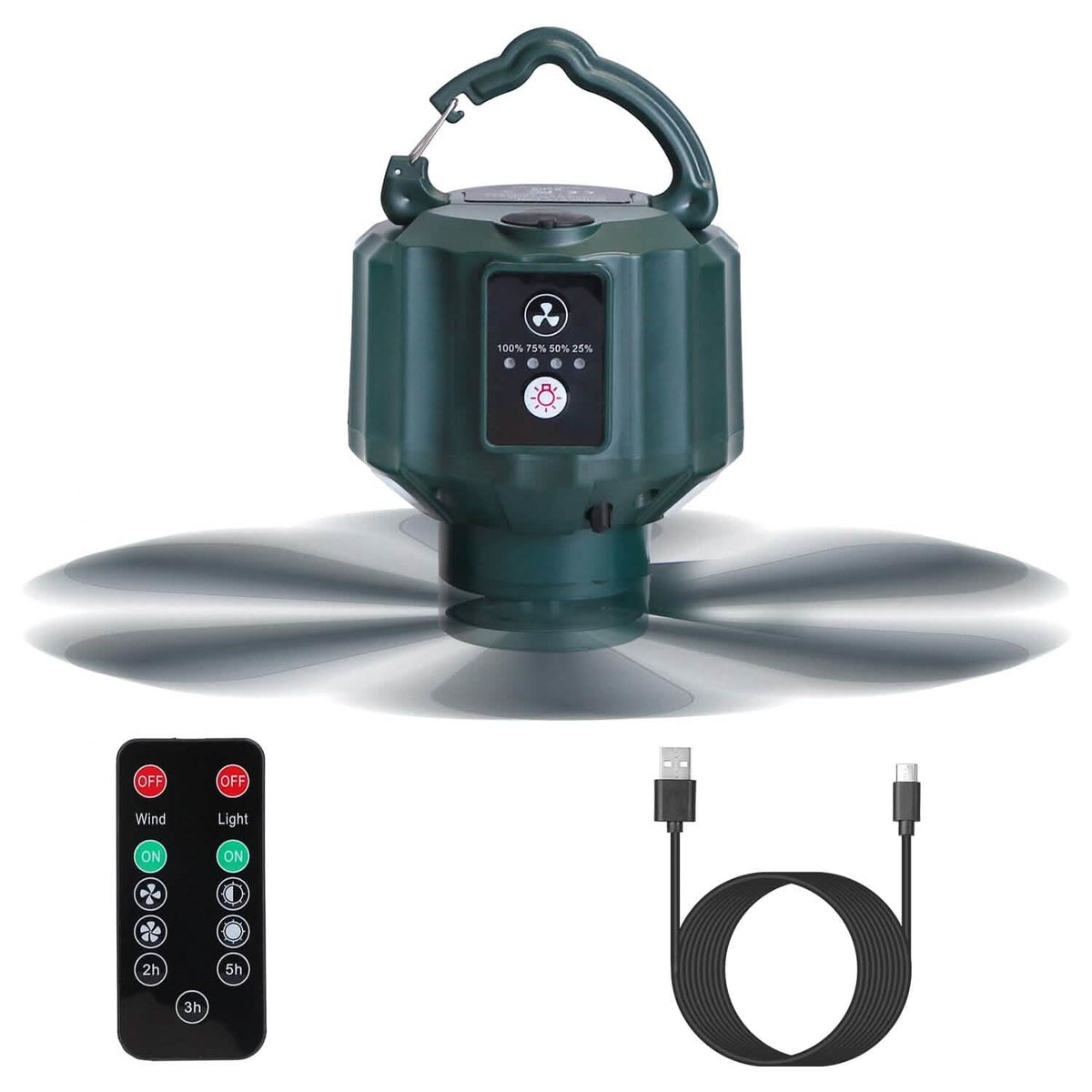 10400mAh USB Battery Powered Hanging Tent Lantern Fan Power Bank 3