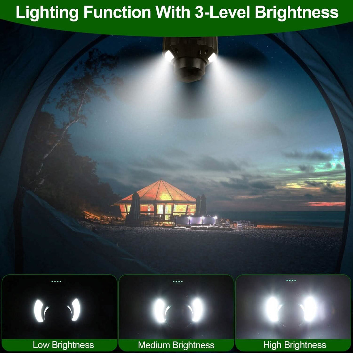 10400mAh USB Battery Powered Hanging Tent Lantern Fan Power Bank 13