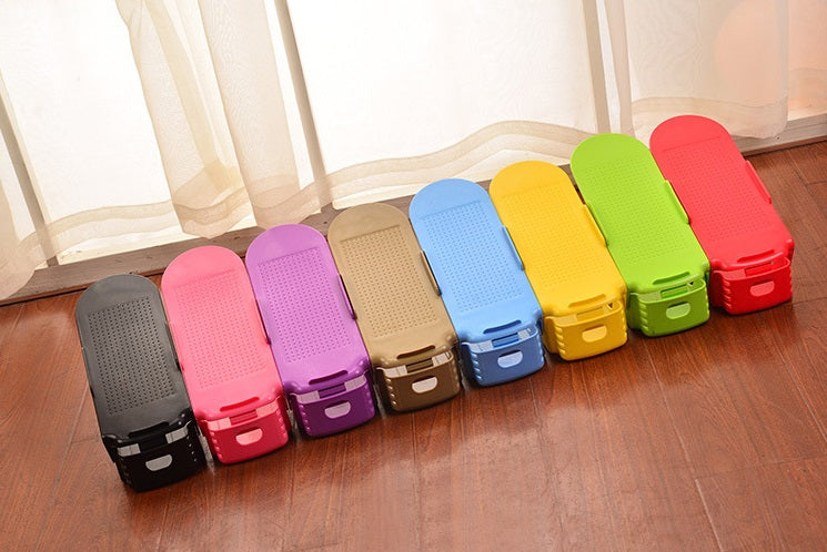 Adjustable Double Stand Shoe Support Lock Closet Cabinet Storage Rack 12
