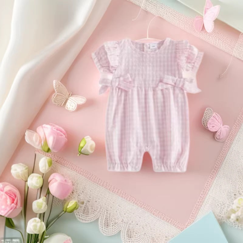 Summer New Arrival Baby Girls Plaid Onesie 1