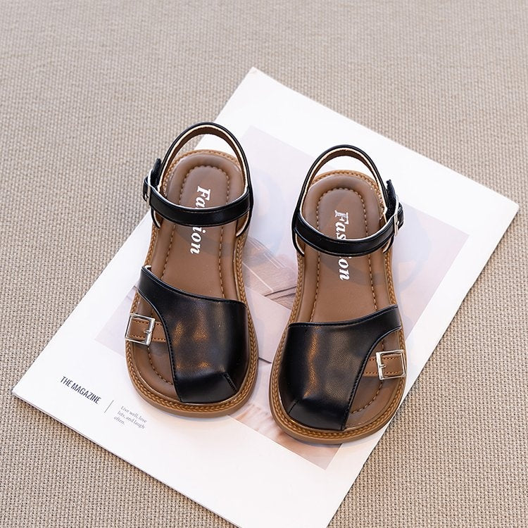 2026 Summer Korean Style Half Closed Toe Girls Sandals, Forest Princess Style Casual Roman Shoes For Kids Baby Fashion Footwear 5