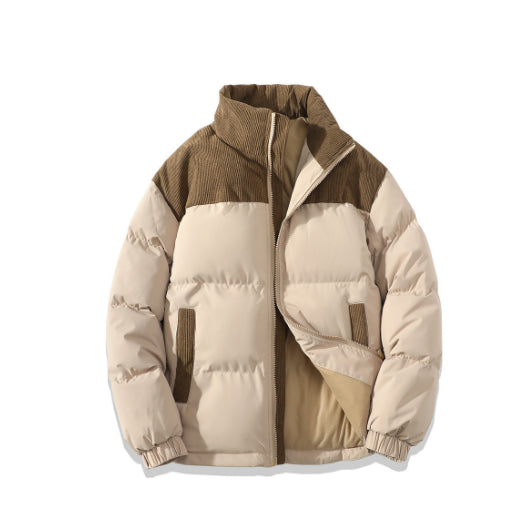 Winter Stand Collar Contrast-colored Coat Cotton Padded Jacket For Men Women Clothing 5