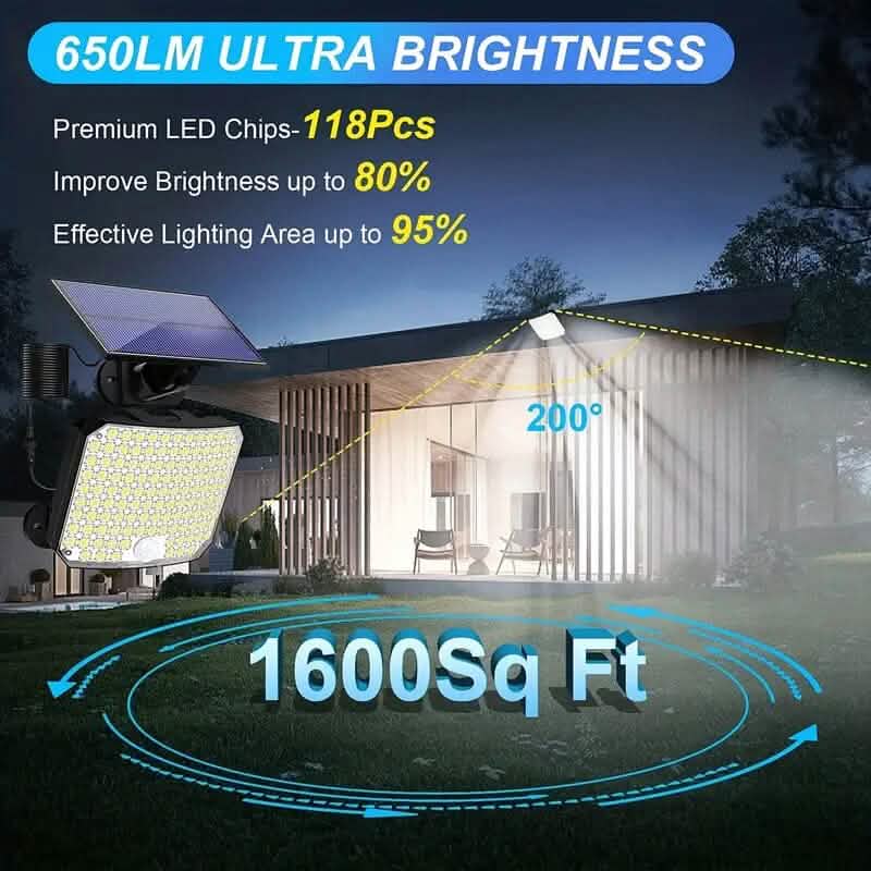 118 LED Solar Motion Sensor Flood Lights with Remote Control 4