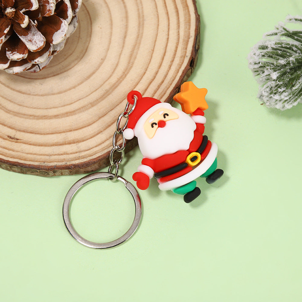 Christmas series keychains cute cartoon soft rubber dolls creative three-dimensional Santa Claus pendants small gifts 1
