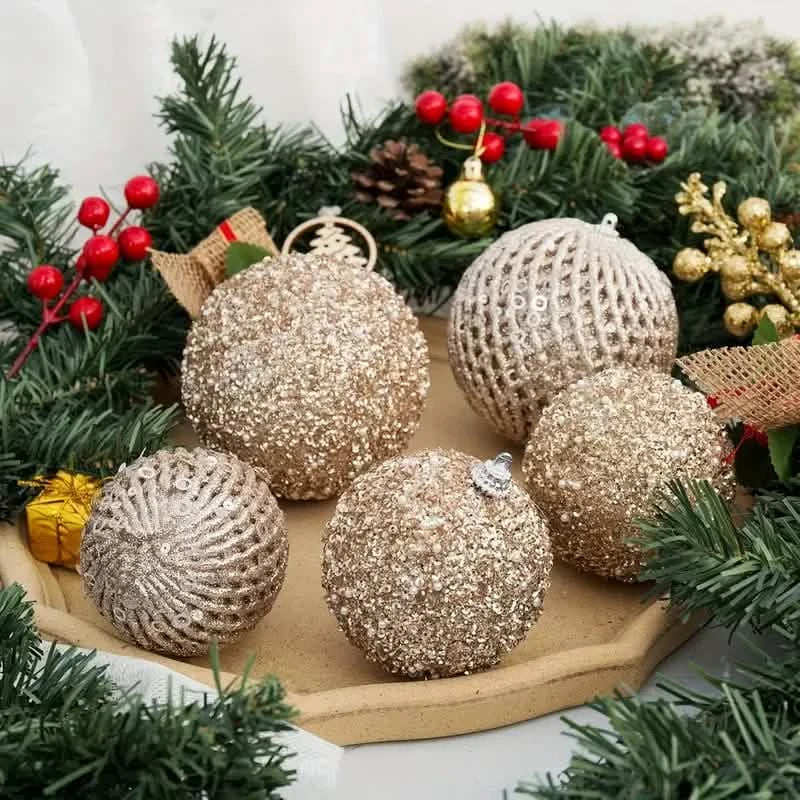 12-Piece Set:  Large Sparkling Glittering Sequins Foam Ball Ornaments 4