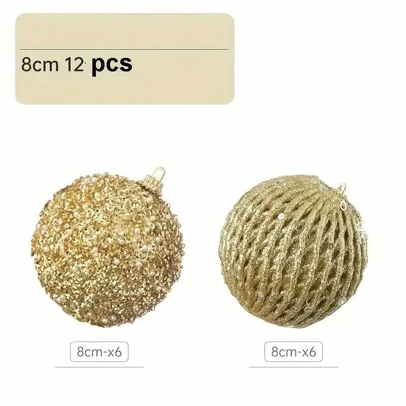 12-Piece Set:  Large Sparkling Glittering Sequins Foam Ball Ornaments 11