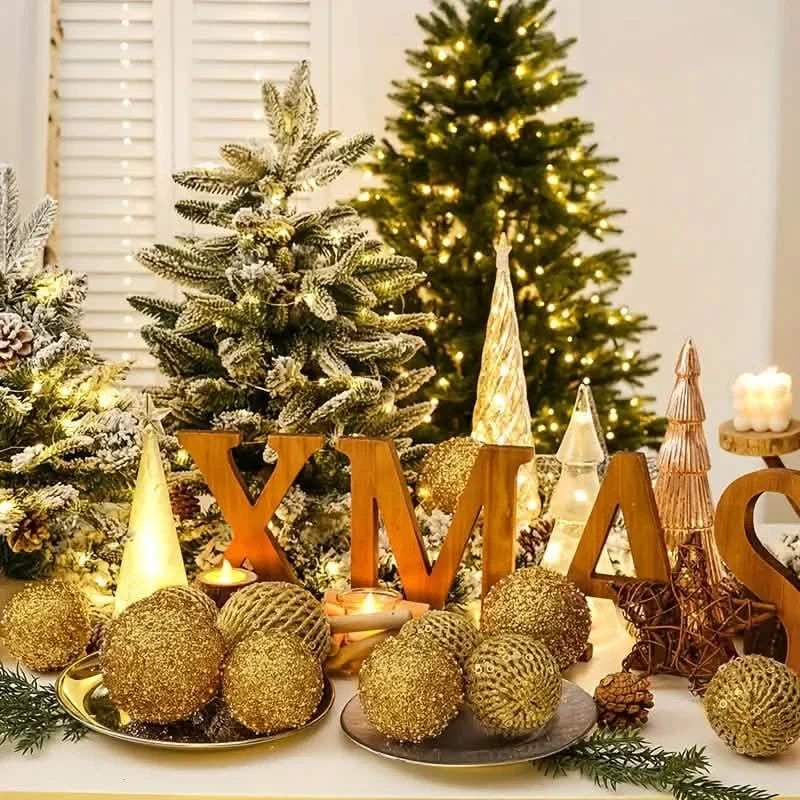 12-Piece Set:  Large Sparkling Glittering Sequins Foam Ball Ornaments 5