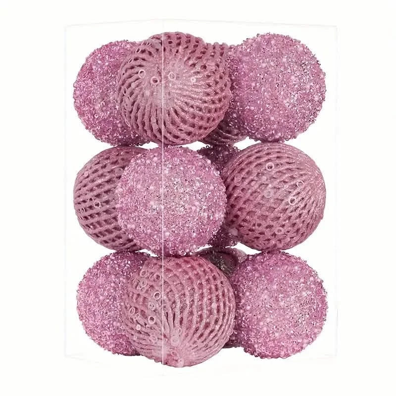 12-Piece Set:  Large Sparkling Glittering Sequins Foam Ball Ornaments 1