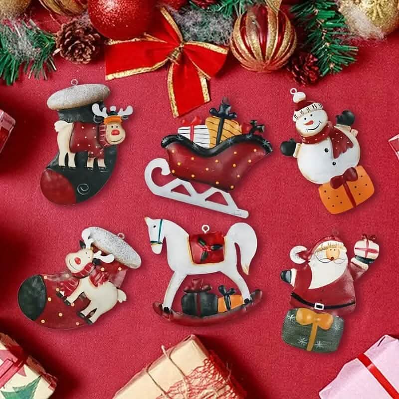 12-Pieces: Christmas Tree Colorful Resin Elk Pendant Decoration 5