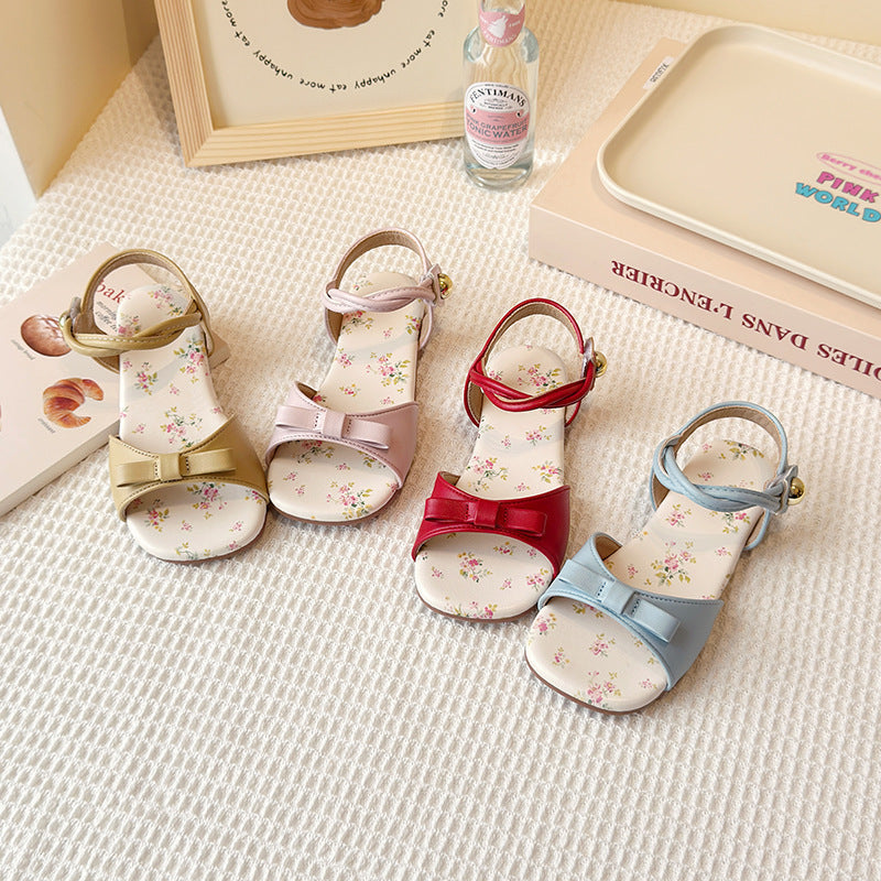 Summer New Korean-style Girls Princess Shoes With A Bow And A Strap Across The Foot 1