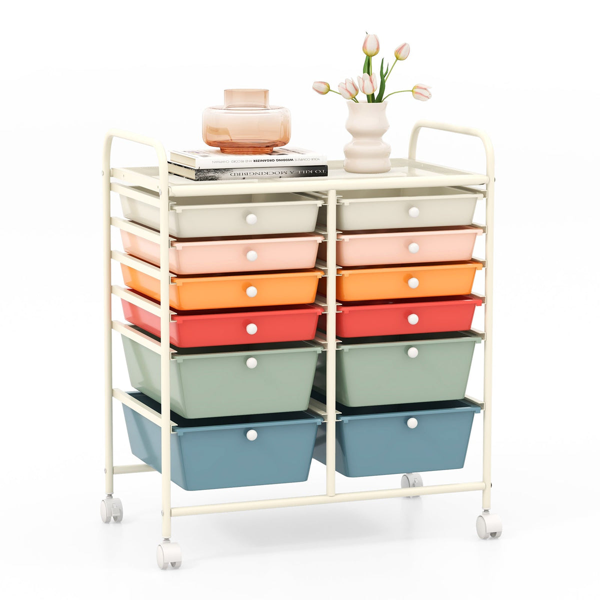 12 Storage Drawer Organizer Bins Rolling Cart 10