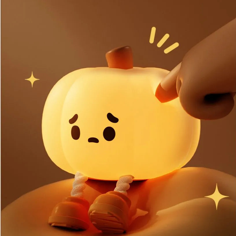 Home Decor Halloween Pumpkin Night Light Cute Soft Silicone Lamp Touch  Dimmable Rechargeable Bedside Decor Light Kids Gifts Halloween Decorations 2