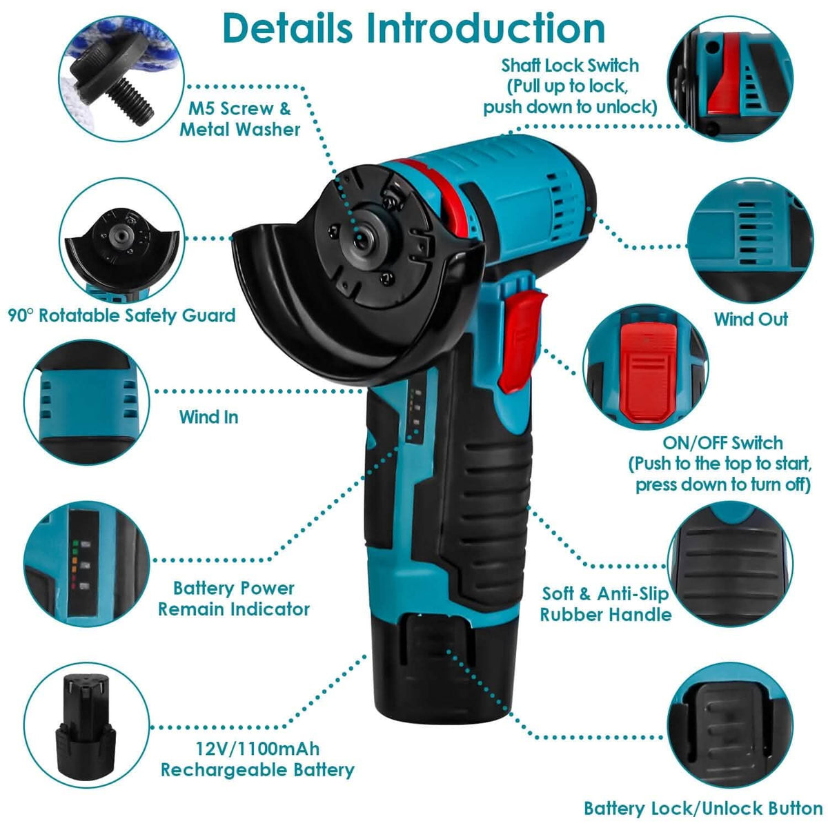 12V Cordless Mini Angle Grinding Machine 6