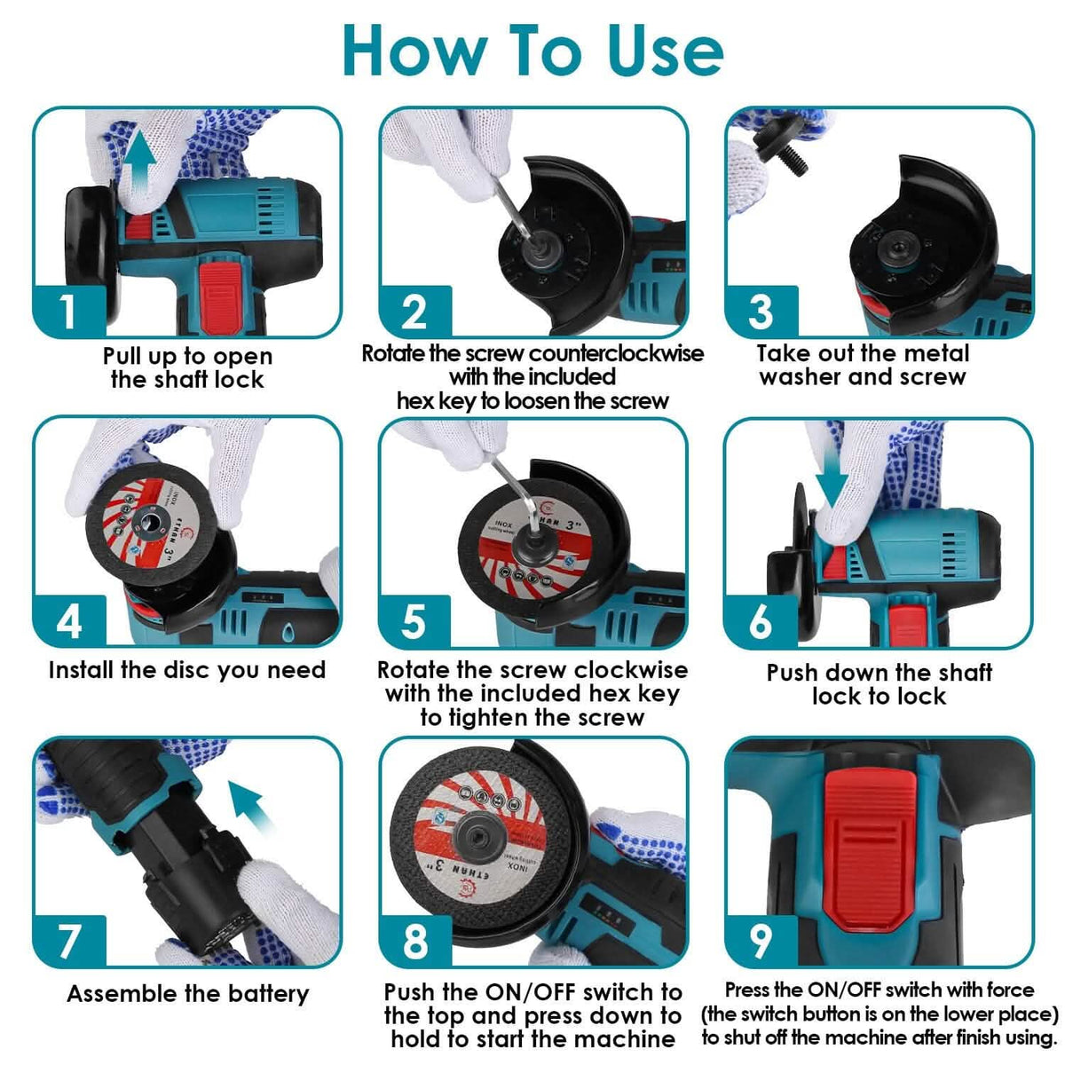 12V Cordless Mini Angle Grinding Machine 9