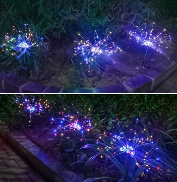 New Ground Plug Solar Fireworks Light LED Light String Copper Wire Outdoor Garden Decoration Star Lights Christmas Lights 32