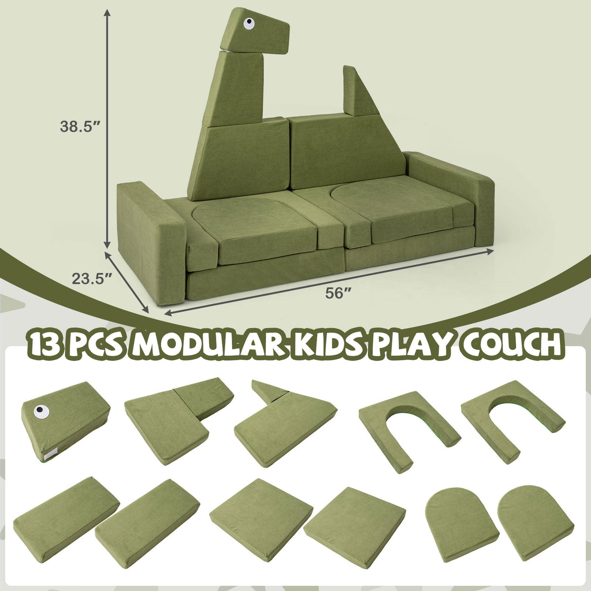 13 Pieces Modular Kids Play Couch for Inspiring Creativity 5