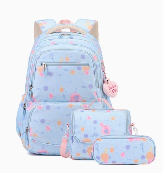 Three-piece Cartoon-print Set Junior High School Backpack Weight-reducing Campus Bag 5