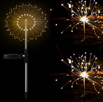 New Ground Plug Solar Fireworks Light LED Light String Copper Wire Outdoor Garden Decoration Star Lights Christmas Lights 42