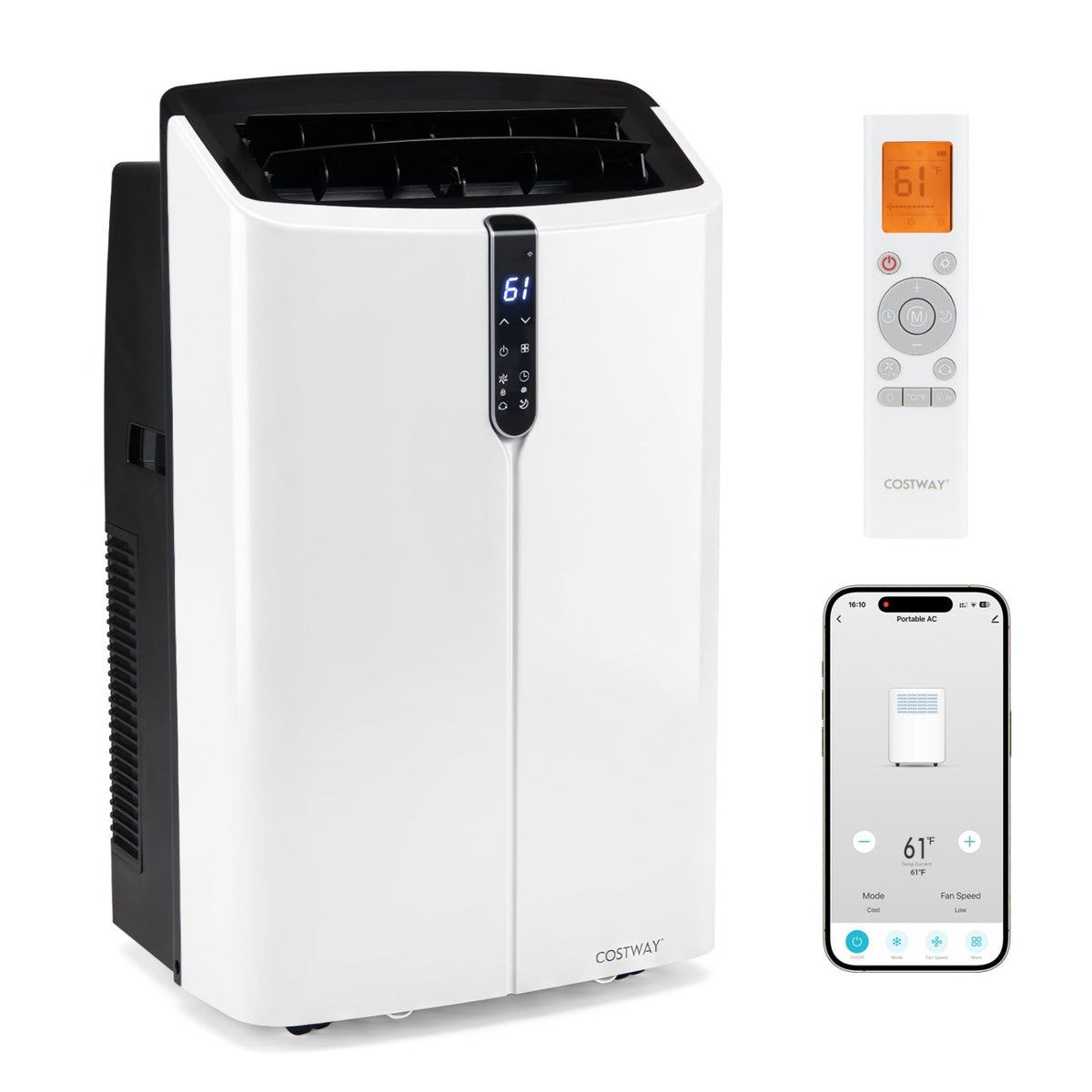 14000 BTU Smart Portable AC with APP Voice Control 47 dB for Rooms 750 Sq.Ft 2
