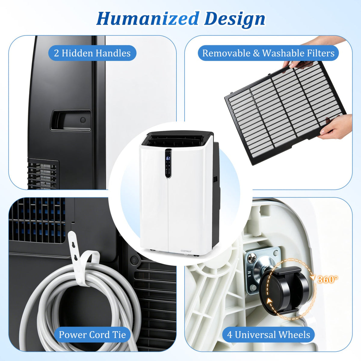 14000 BTU Smart Portable AC with APP Voice Control 47 dB for Rooms 750 Sq.Ft 4