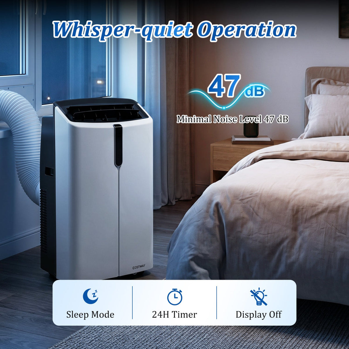14000 BTU Smart Portable AC with APP Voice Control 47 dB for Rooms 750 Sq.Ft 8