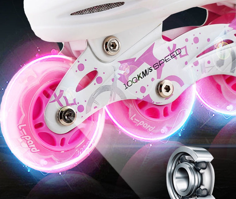 Skate Children Full Set Beginner Adjustable Skate Shoes Boys Roller Skates Women 4