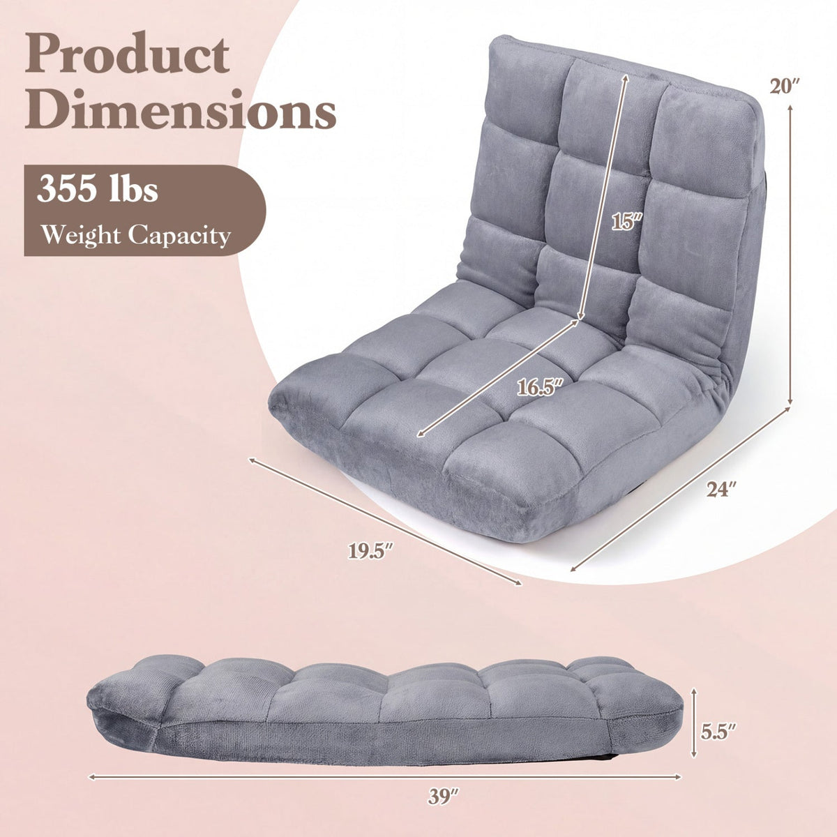 Adjustable 14-position Cushioned Floor Chair 19