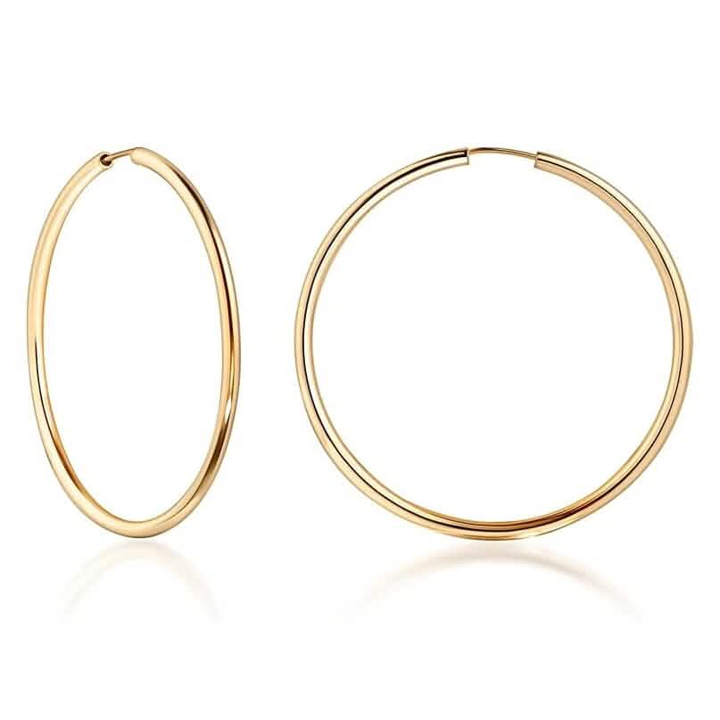 14K Gold 2mm Endless Hoop Earrings 1