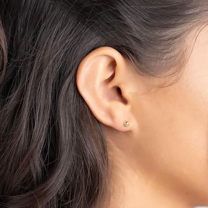 14k Gold Ball Stud Earrings, High Polish Finish Ball Studs 2