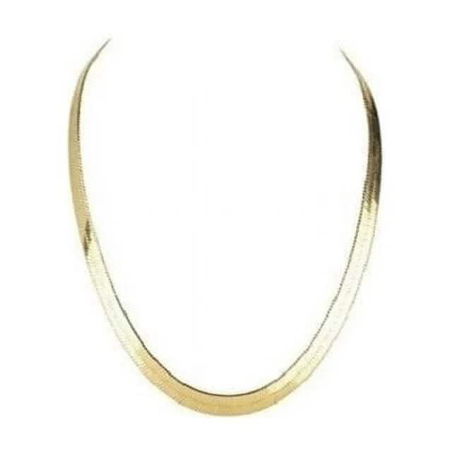 14K Gold High Polish Finish Flat Herringbone Chain Necklace 2