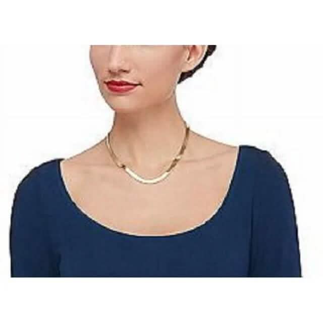 14K Gold High Polish Finish Flat Herringbone Chain Necklace 4