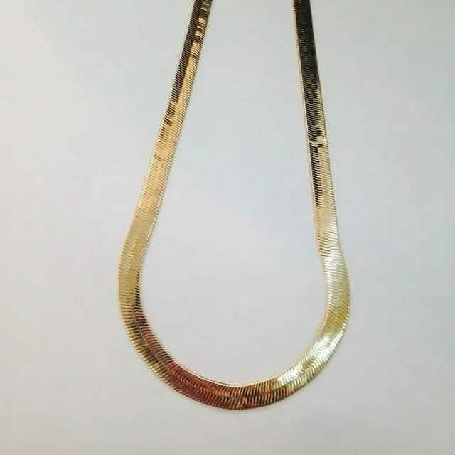 14K Gold High Polish Finish Flat Herringbone Chain Necklace 3