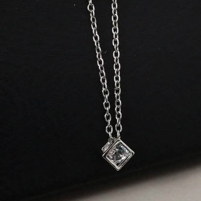 14K Gold Love Cube Three-Dimensional Diamond Shape Necklace Cz Pendant 4