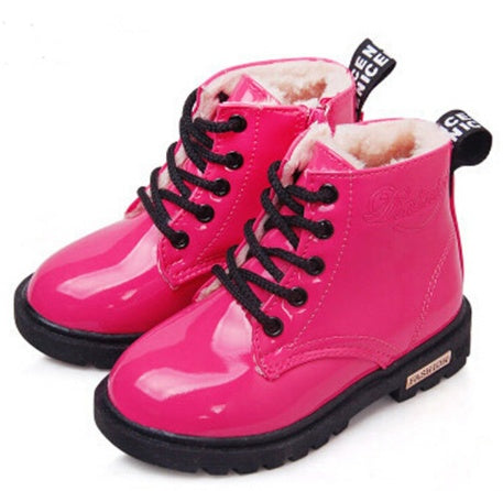 Winter Children Shoes PU Leather Waterproof Martin Boots Kids Snow Boots 8