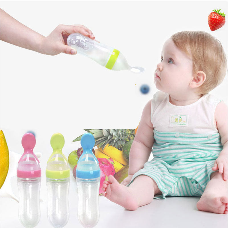 Safe Newborn Baby Feeding Bottle Toddler Silicone Squeeze Feeding Spoon Milk Bottle Baby Training Feeder Food Supplement 1