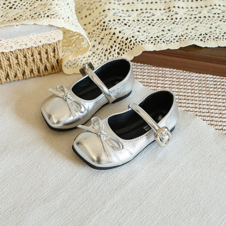 Girls' Leather Shoes, Shallow Mouth Princess Shoes, Korean Version, Girls' Fashionable, Versatile, Casual Single Shoes 4