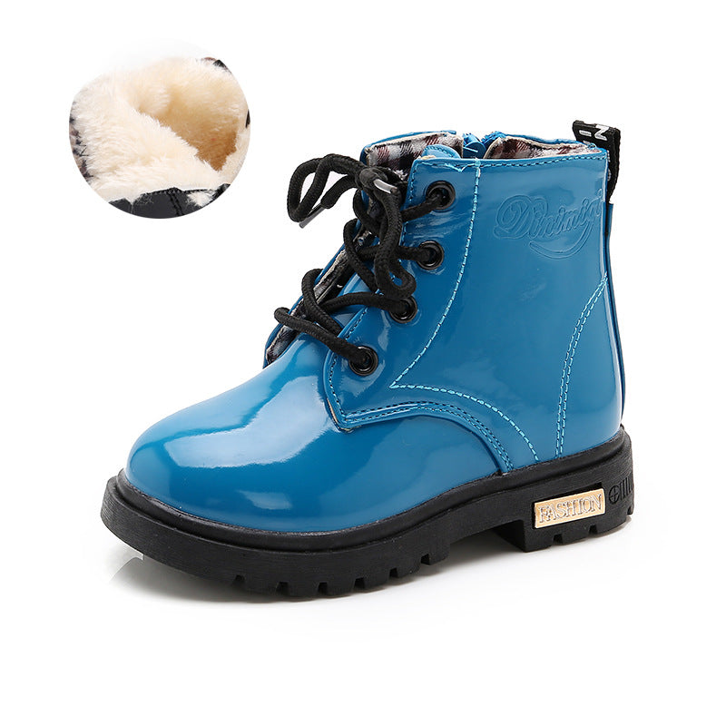 Winter Children Shoes PU Leather Waterproof Martin Boots Kids Snow Boots 6