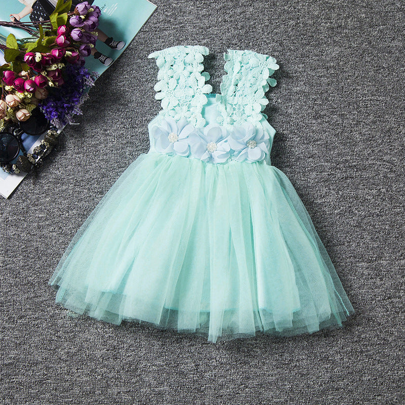 Spring And Summer Children's Sling Lace Little Girl Dress 1