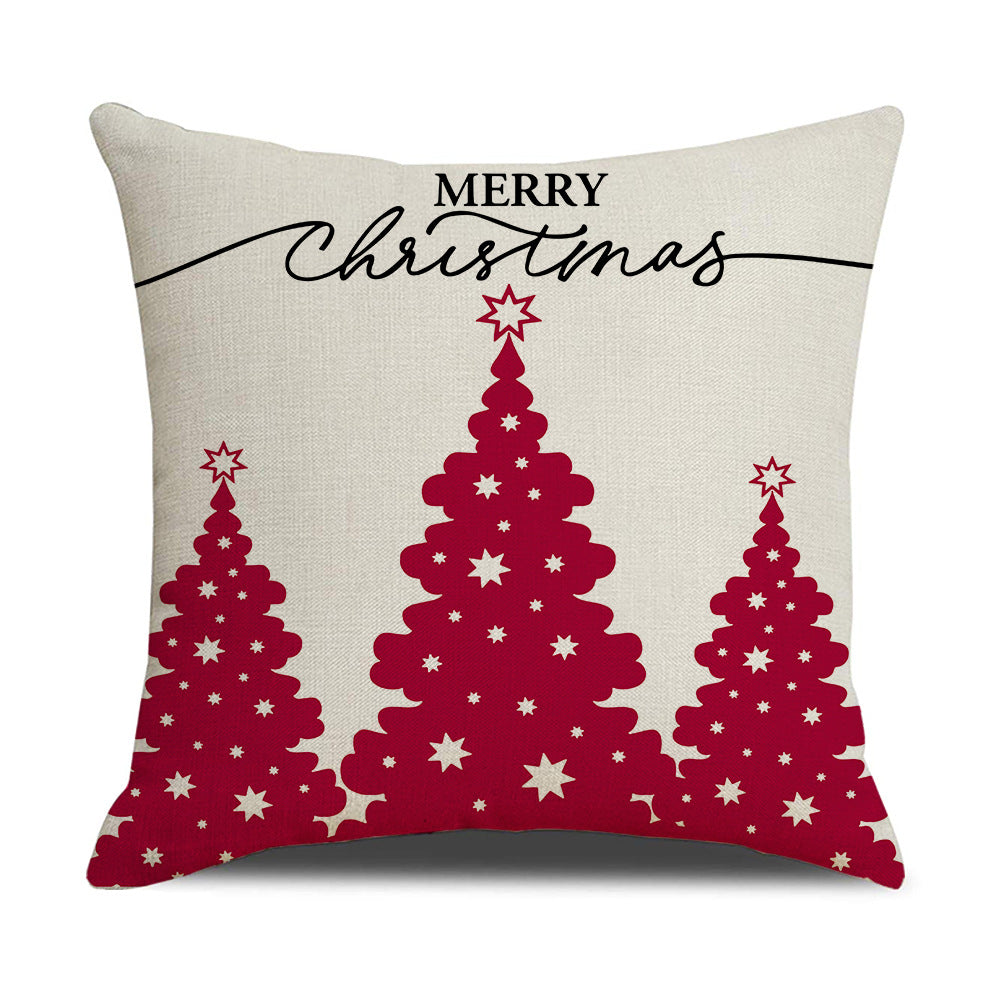 Pink cartoon Christmas linen pillowcase, sofa cushion, home goods pillowcase 8