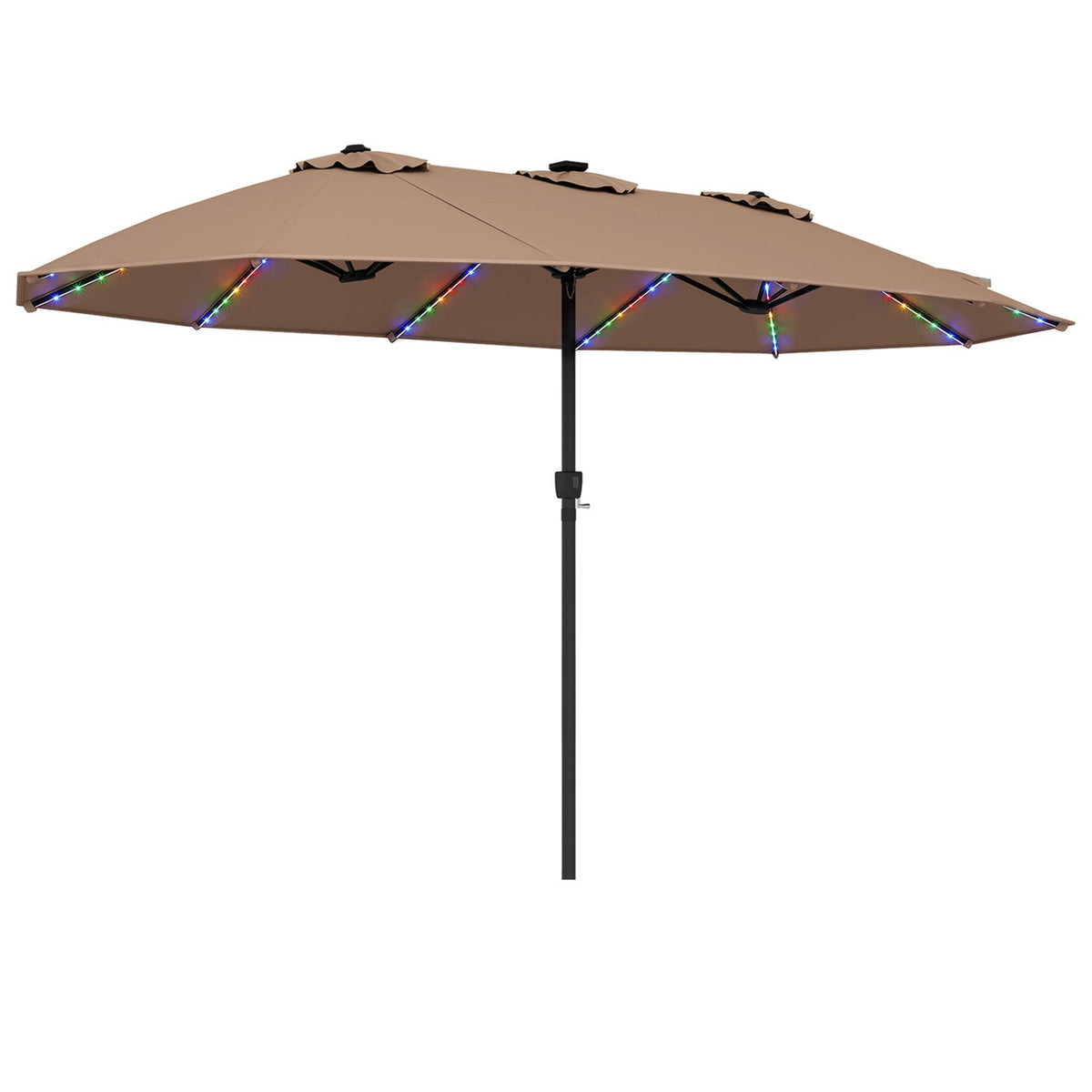 15.5 ft Patio Umbrella with Solar LED Lights & Crank 3