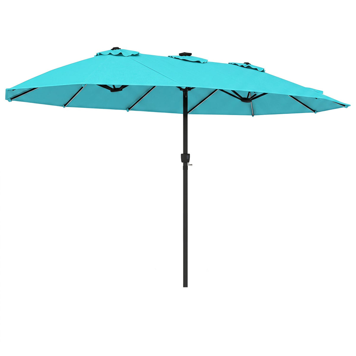 15.5 ft Patio Umbrella with Solar LED Lights & Crank 19