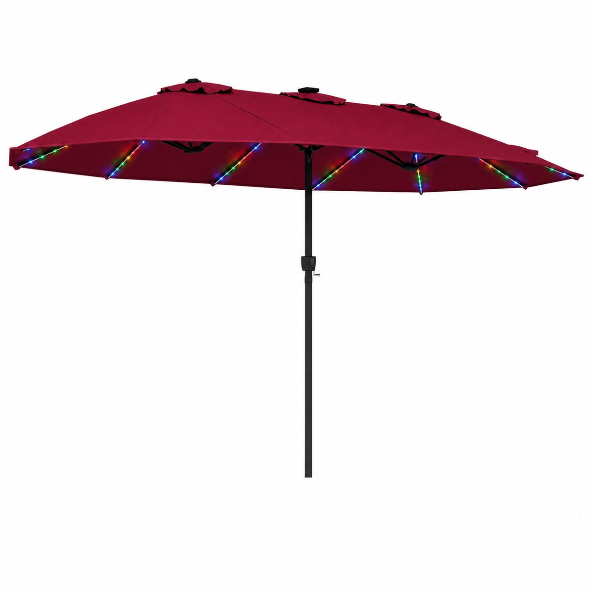 15.5 ft Patio Umbrella with Solar LED Lights & Crank 27
