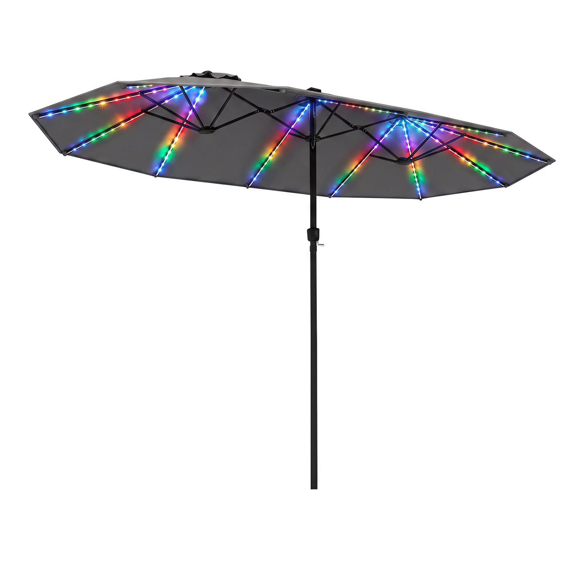 Patio Umbrella 15.5ft with Solar LED Lights and Crank 12